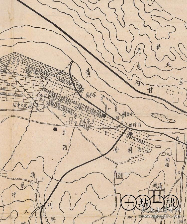 复印件1942甘肃兰州市区域图老地图民国复古装饰画客厅书房历史资料