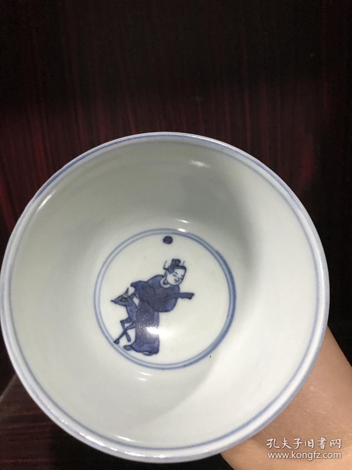 明嘉靖青花人物高足杯