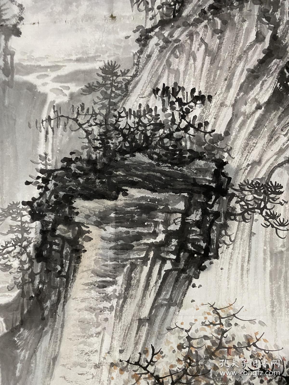 著名画家《周逢俊水墨山水图》秋山气更清