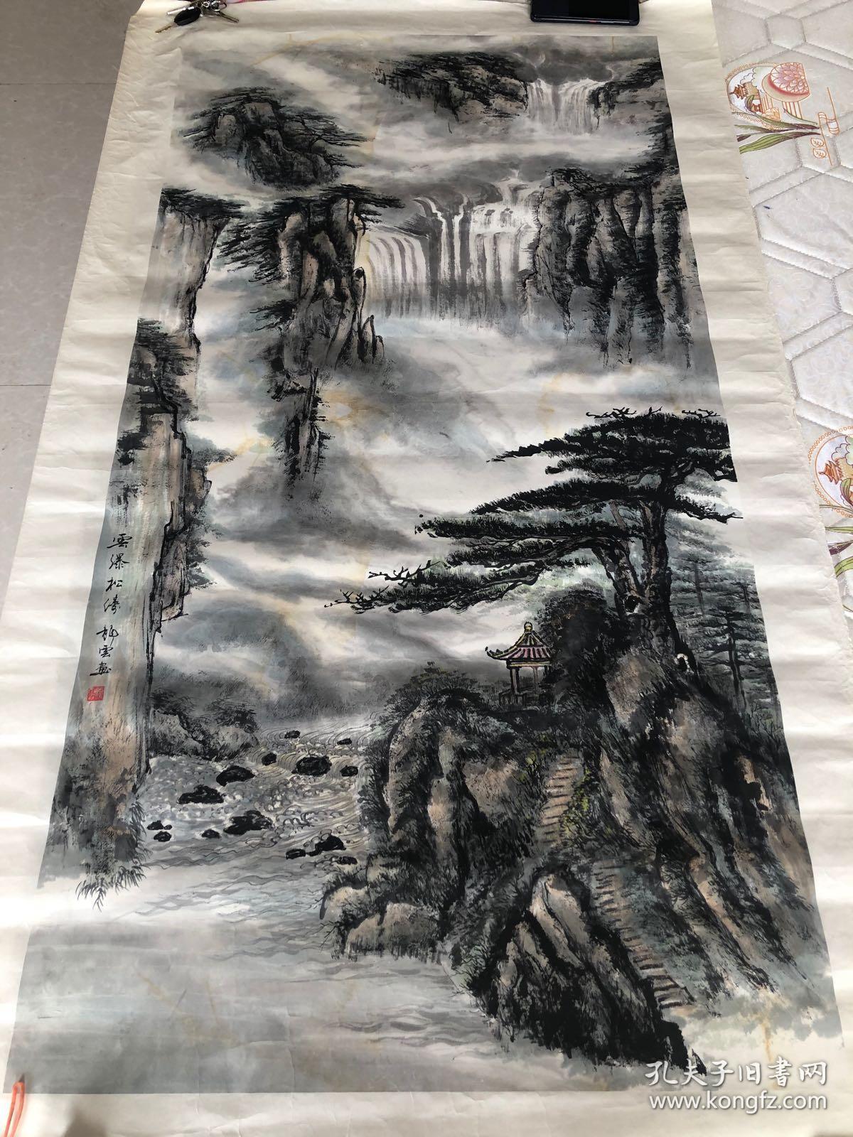 龙云 云瀑松涛山水画一幅