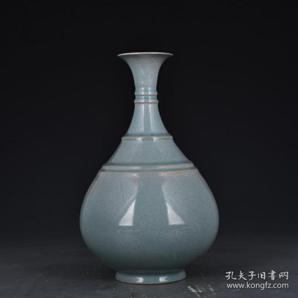 宋代汝窑天青釉炫纹玉壶春瓶古玩老货收藏