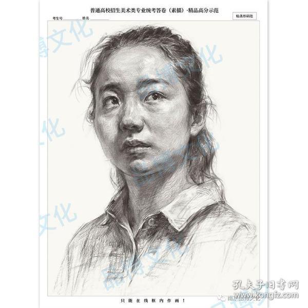 高分导向素描头像2019品博文化美术统考高分模板江苏省联考导师作品