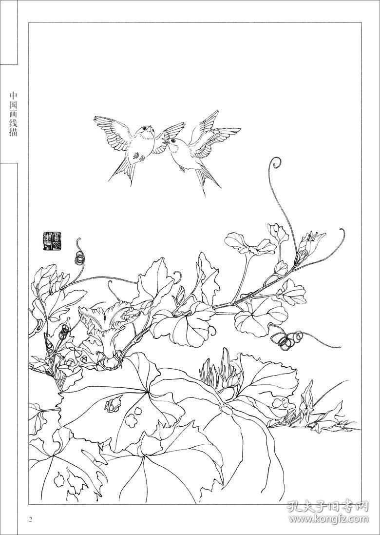 花鸟画谱 中国画线描 贾万庆绘 天津杨柳青画社 工笔花鸟画作品集