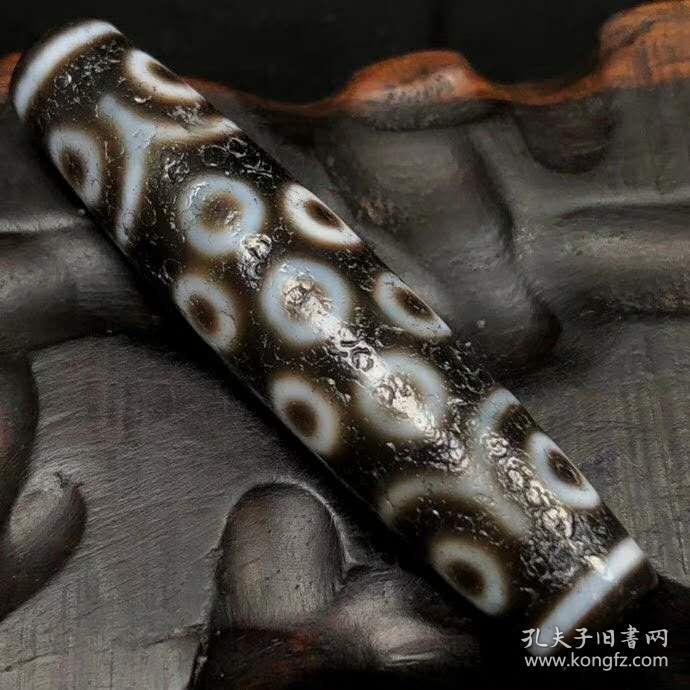 藏区回流千年老天珠高油包浆二十一眼天珠尺寸6615mm重量242g
