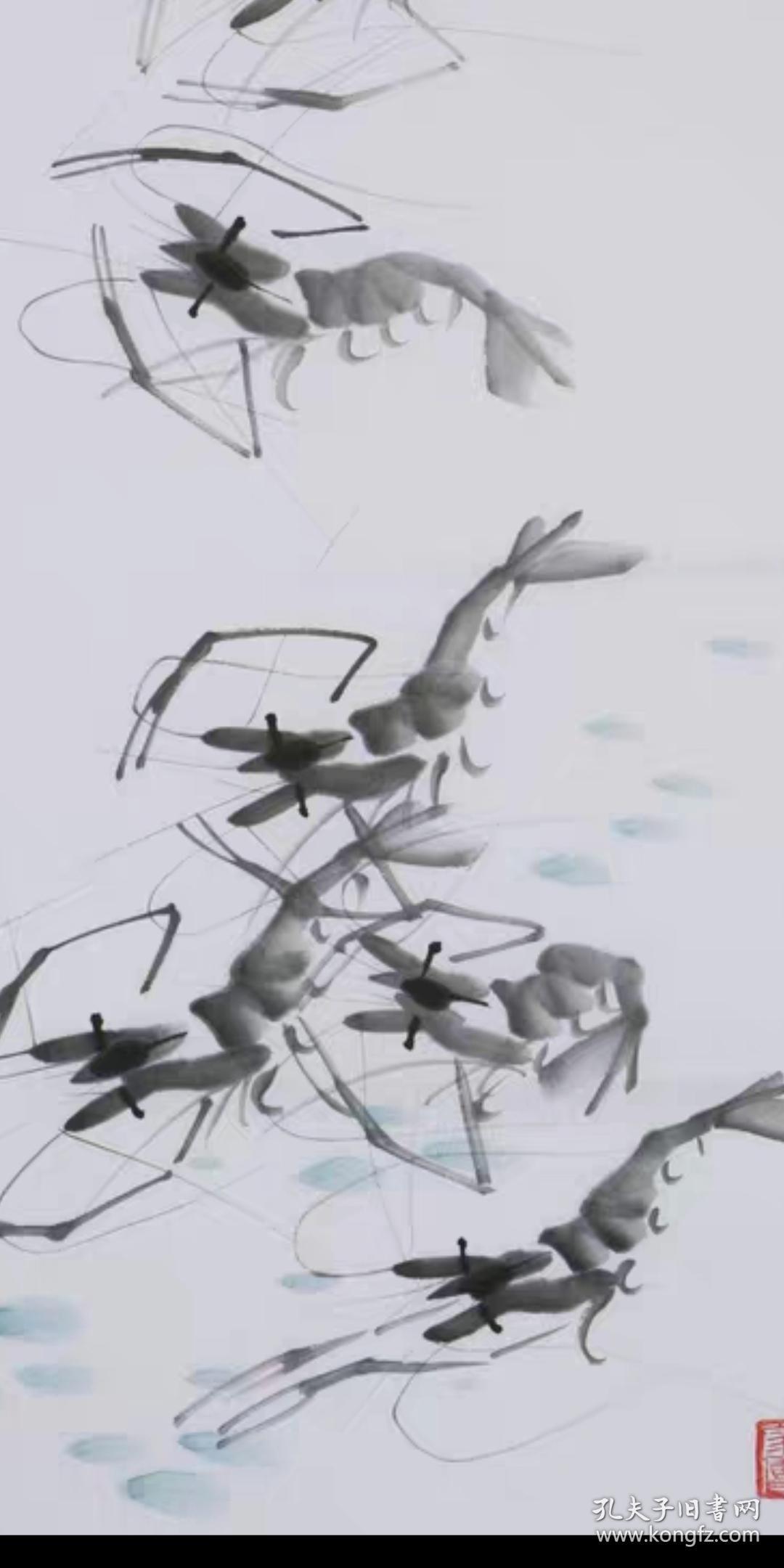 齐慧娟水墨写意国画虾纯手绘