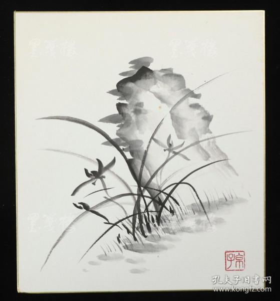 【日本回流】原装精美卡纸 京子 水墨画作品一幅(纸本