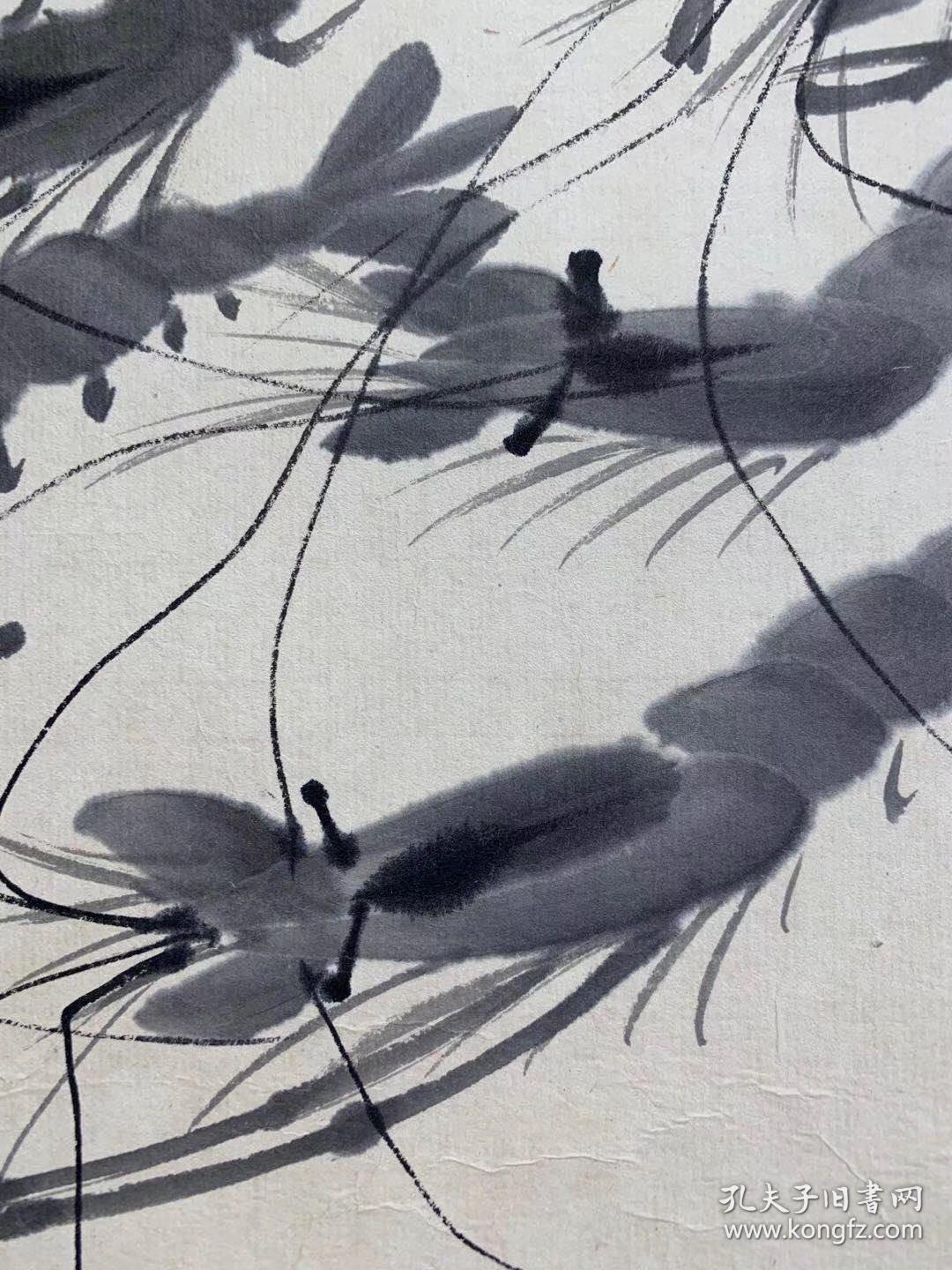 著名画家齐白石手绘大虾立轴画一幅myx邮费自理