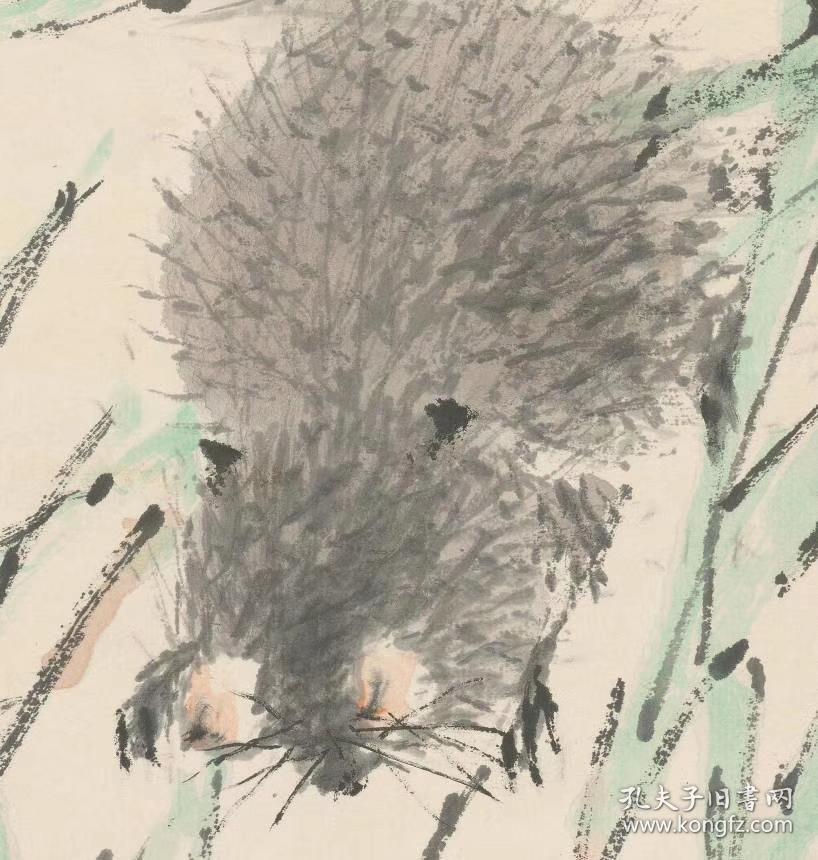[玫瑰]虚谷绿竹松鼠图轴.[玫瑰]纸本大小51.08*162.46厘米.