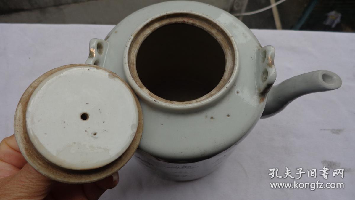 民国手绘寿星仙鹤石泉槐火试新茶桶壶
