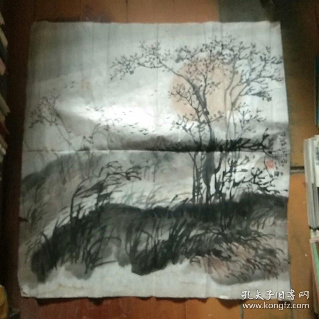 安徽农业大学教授,著名画家(查黎明)国画山水软片,四尺斗方