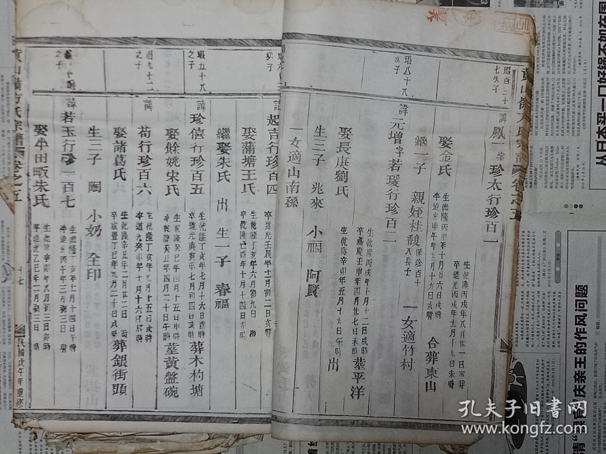 【孔网孤本,名人家谱】浙江省金华市金东区澧浦镇方山村民国七年(1918