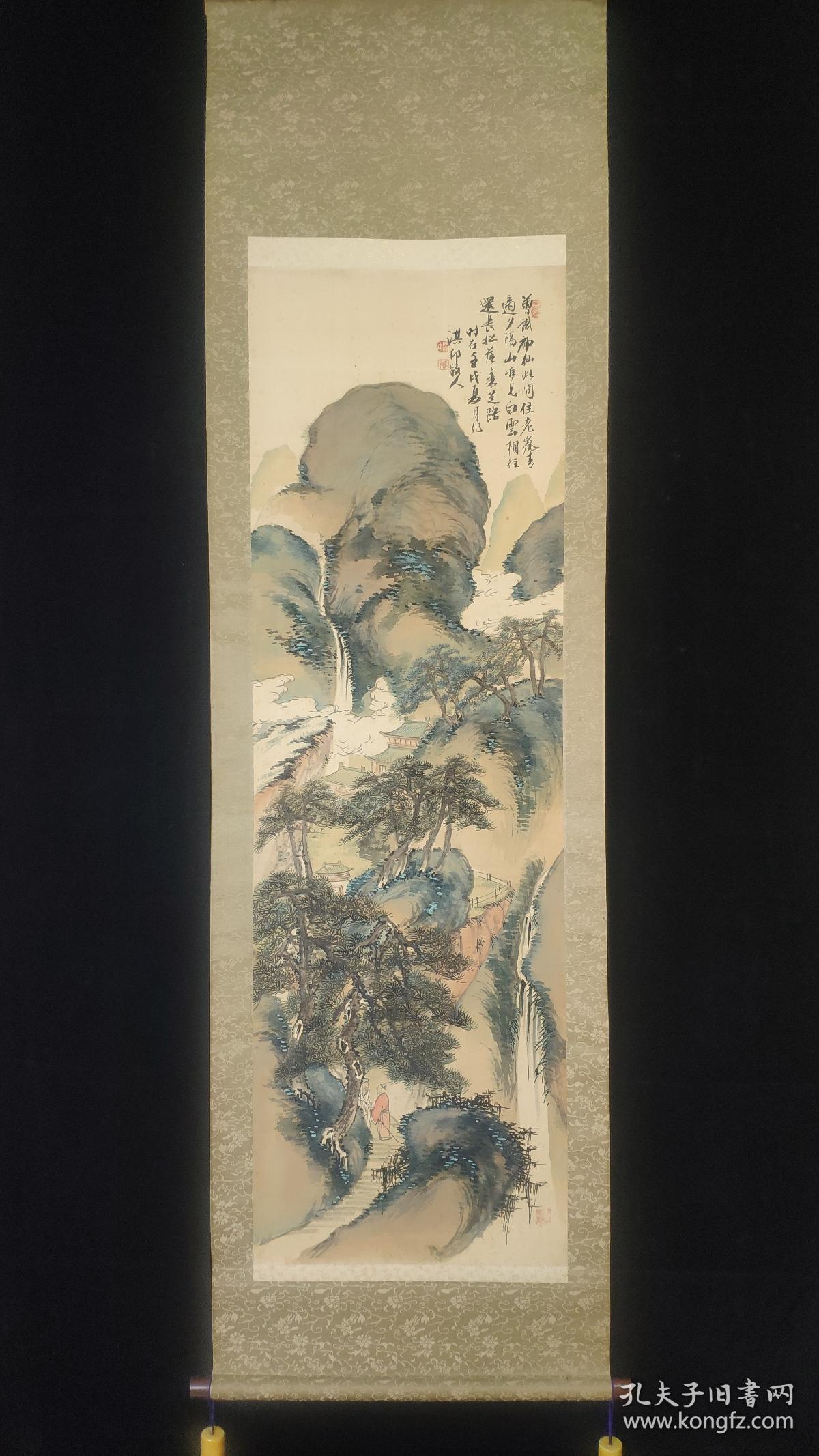 民国初期日本知名画家石川淇邨原作青绿山水
