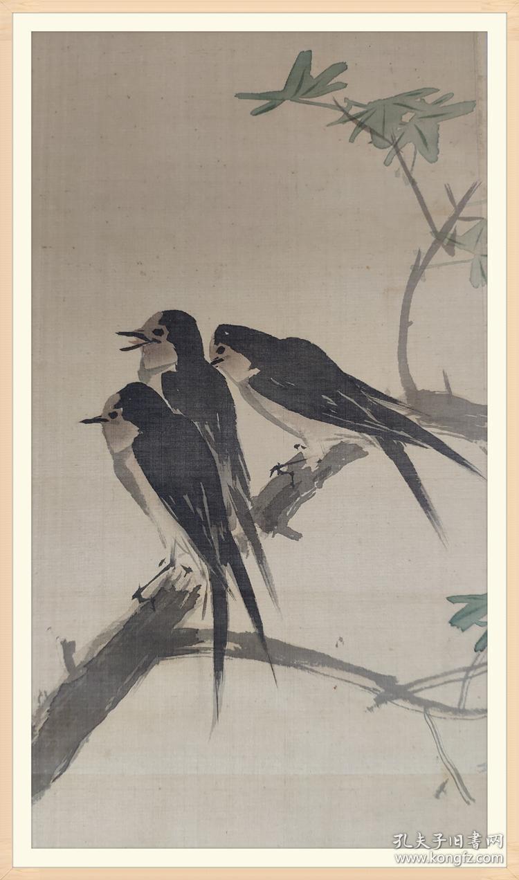清代晚期著名画家任熊花鸟燕子