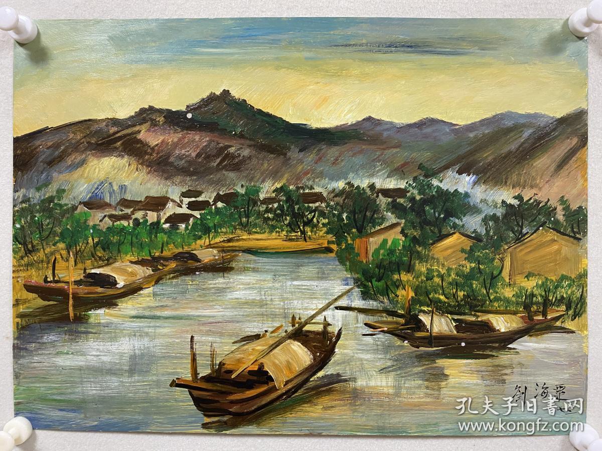 刘海粟纸板油画一套(20幅尺寸55:39.5)买家自鉴