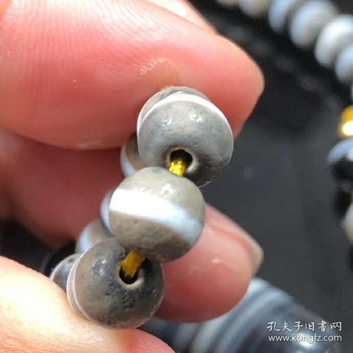藏区回流天然灰底白线一线药师配蓝沁佛眼天珠项链尺寸:6mm