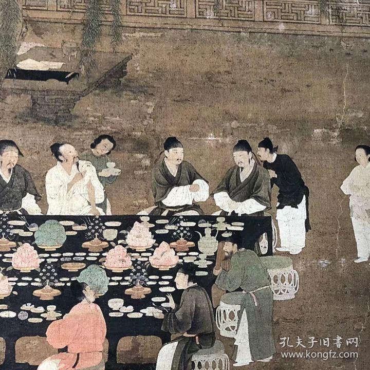 宋徽宗58865赵佶文会图绢布复制品