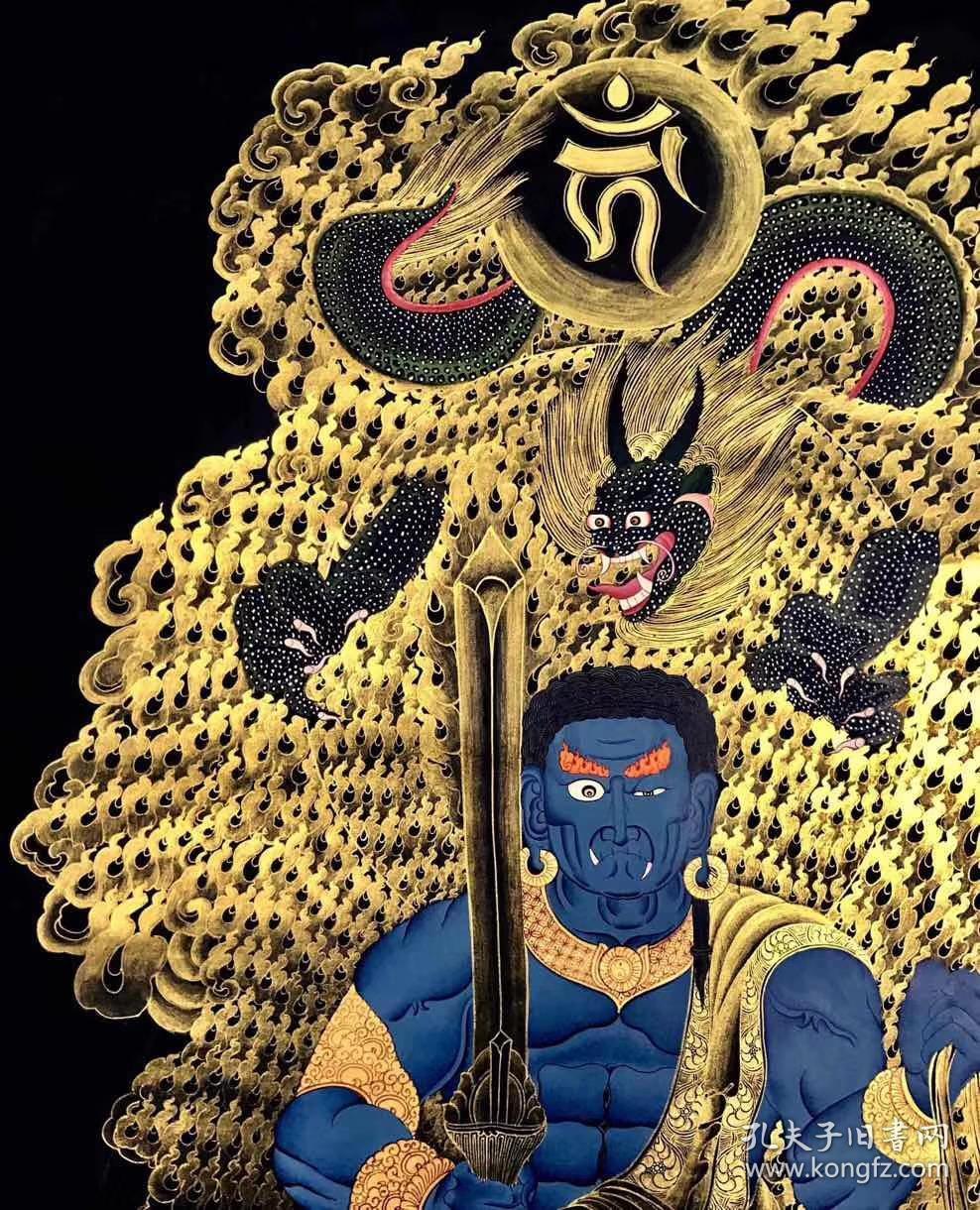 不动明王高端精品彩唐尼泊尔唐卡大师经典力作本作品为矿物颜料纯金