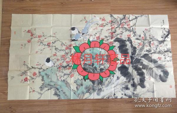 著名画家新晋周口市美协主席师行坤花鸟画《喜上梅梢》六尺整纸精品
