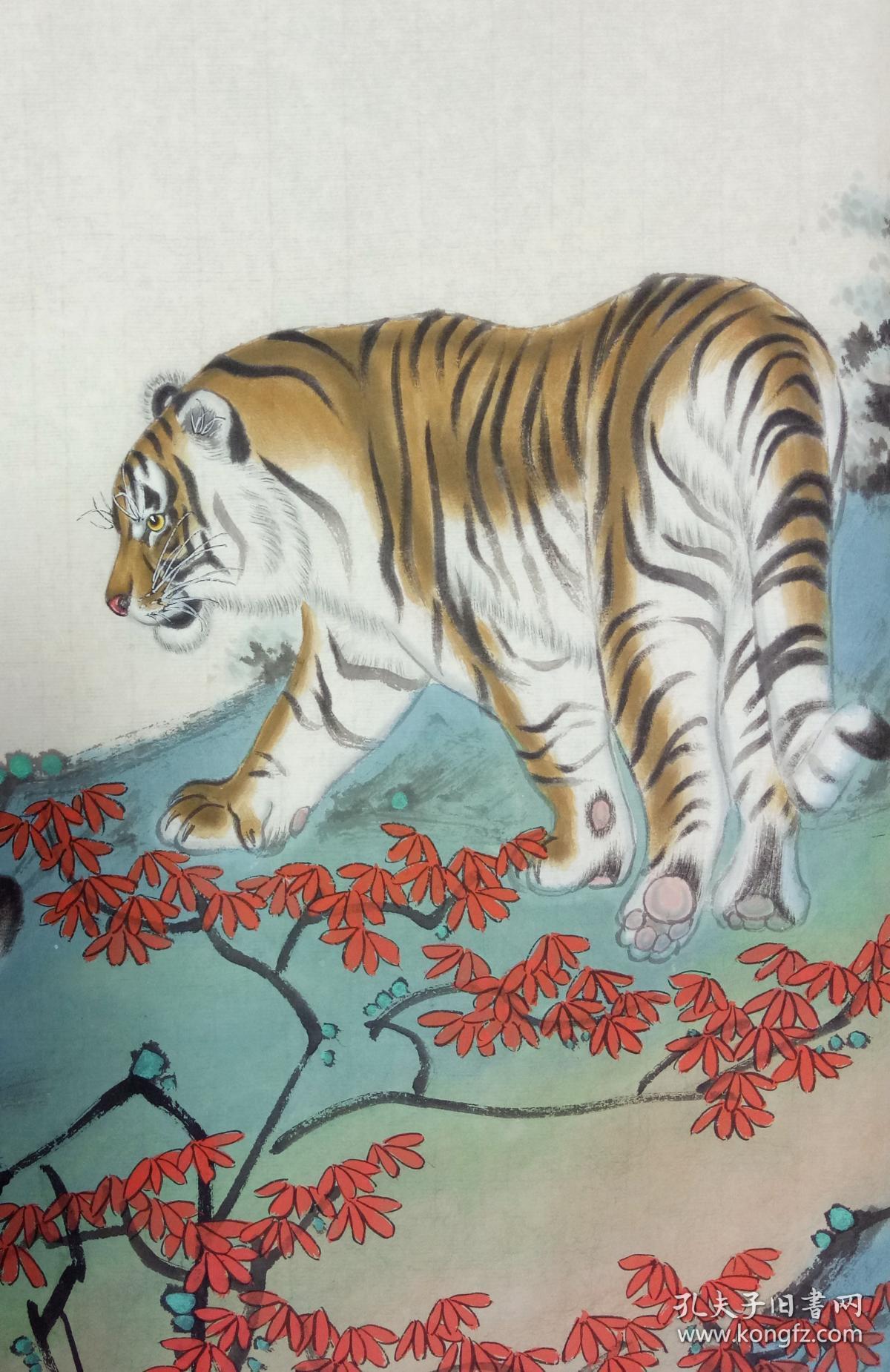 著名画家郑强国画工笔百虎图20米长卷百虎图之六