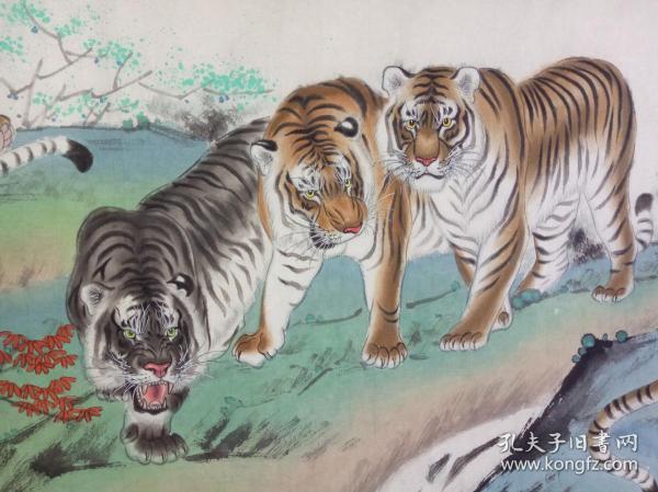 著名画家郑强国画工笔百虎图【20米长卷百虎图之七】