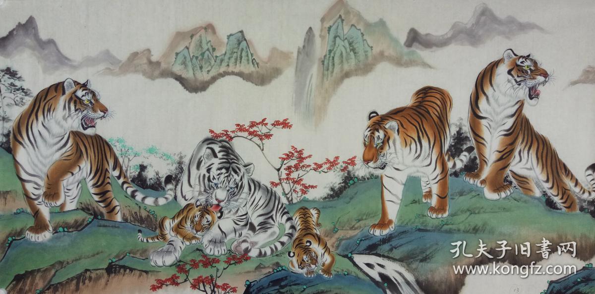 全国画虎百家郑强代表作百虎图,20米长卷【百虎集福】