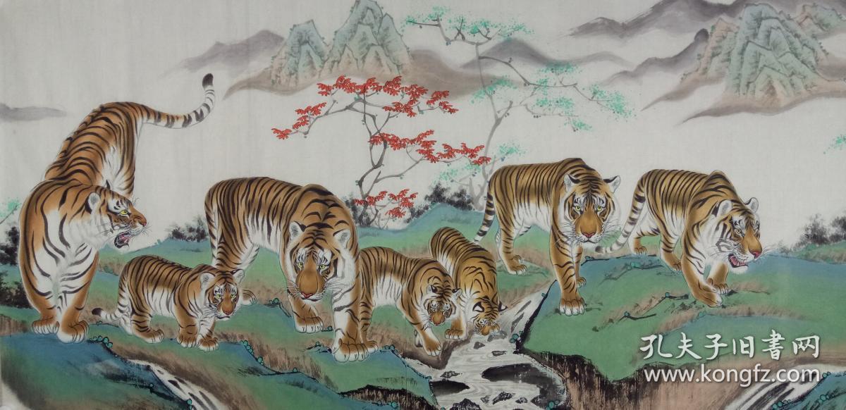 全国画虎百家郑强代表作百虎图,20米长卷【百虎集福】