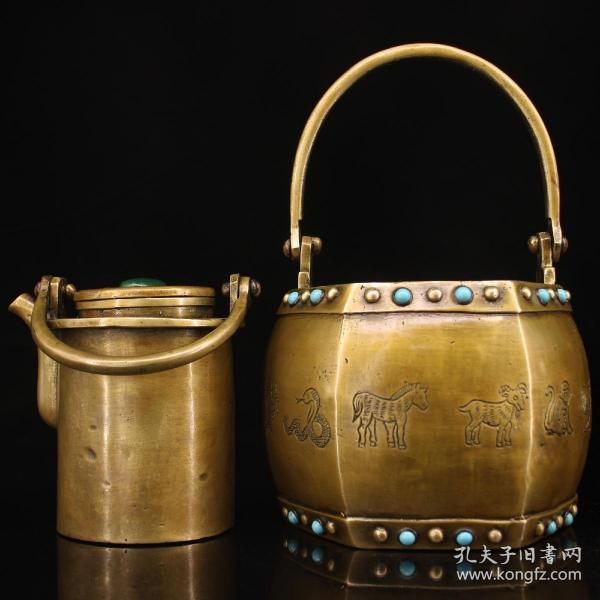 民国老铜雕刻十二生肖温酒壶重1617克 高13厘米 宽12厘米btce0 议价!