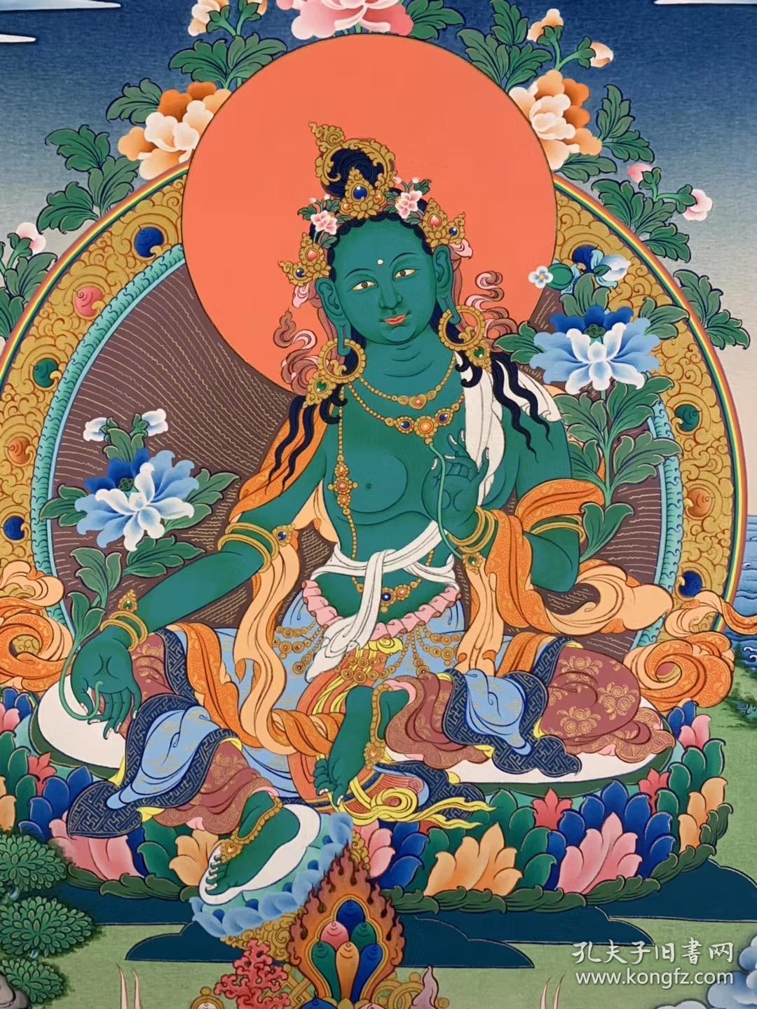 精品绿度母唐卡