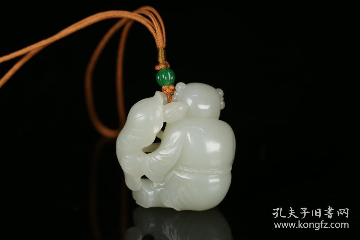 清 老和田玉童子玉件