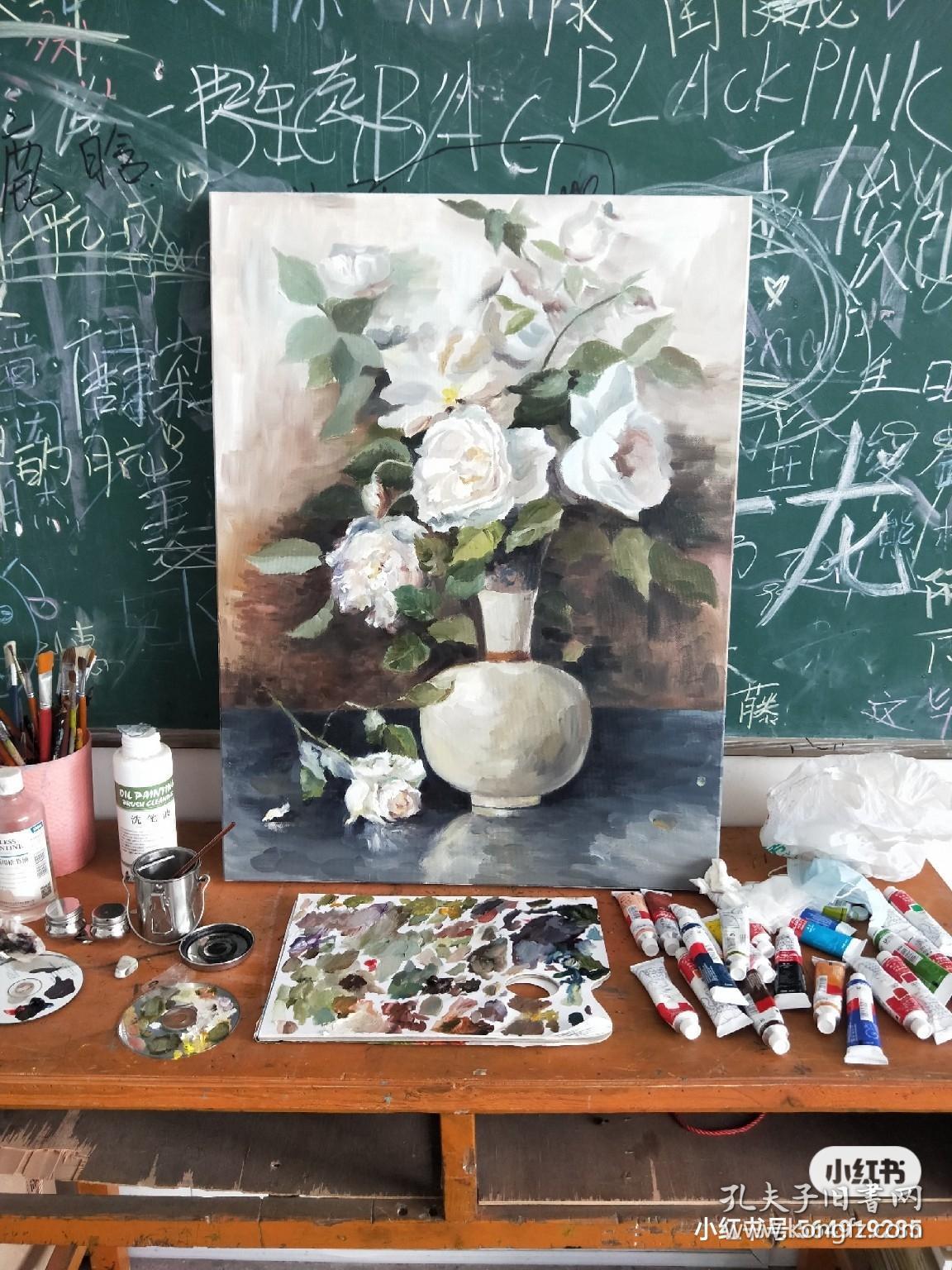 美式复古纯手绘油画无框画