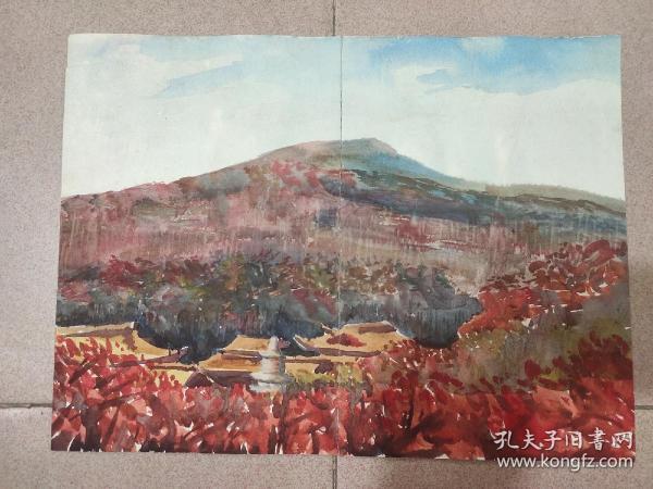 七十年代水彩画——远眺紫金山风景——29
