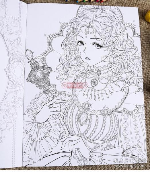 笔填色画册涂鸦临摹绘画美术书籍漫画卡通女生人物绘本插画线描作品集