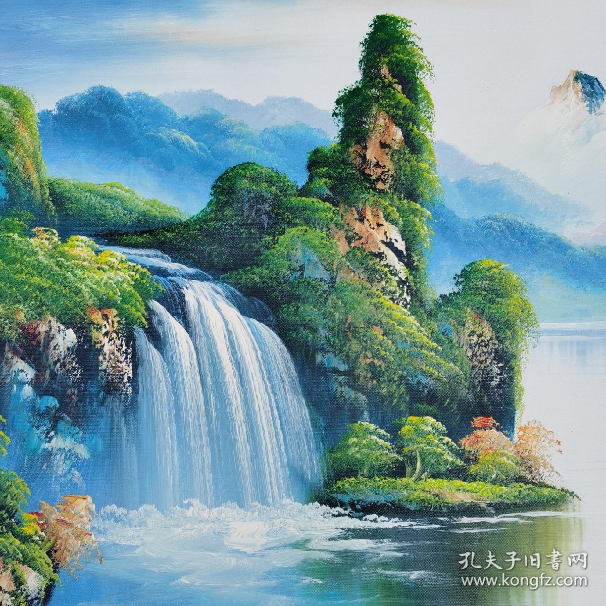 手绘油画 山水风景图