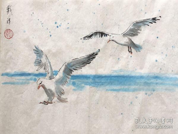 戴泽国画《海鸥》