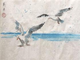 戴泽国画《海鸥》