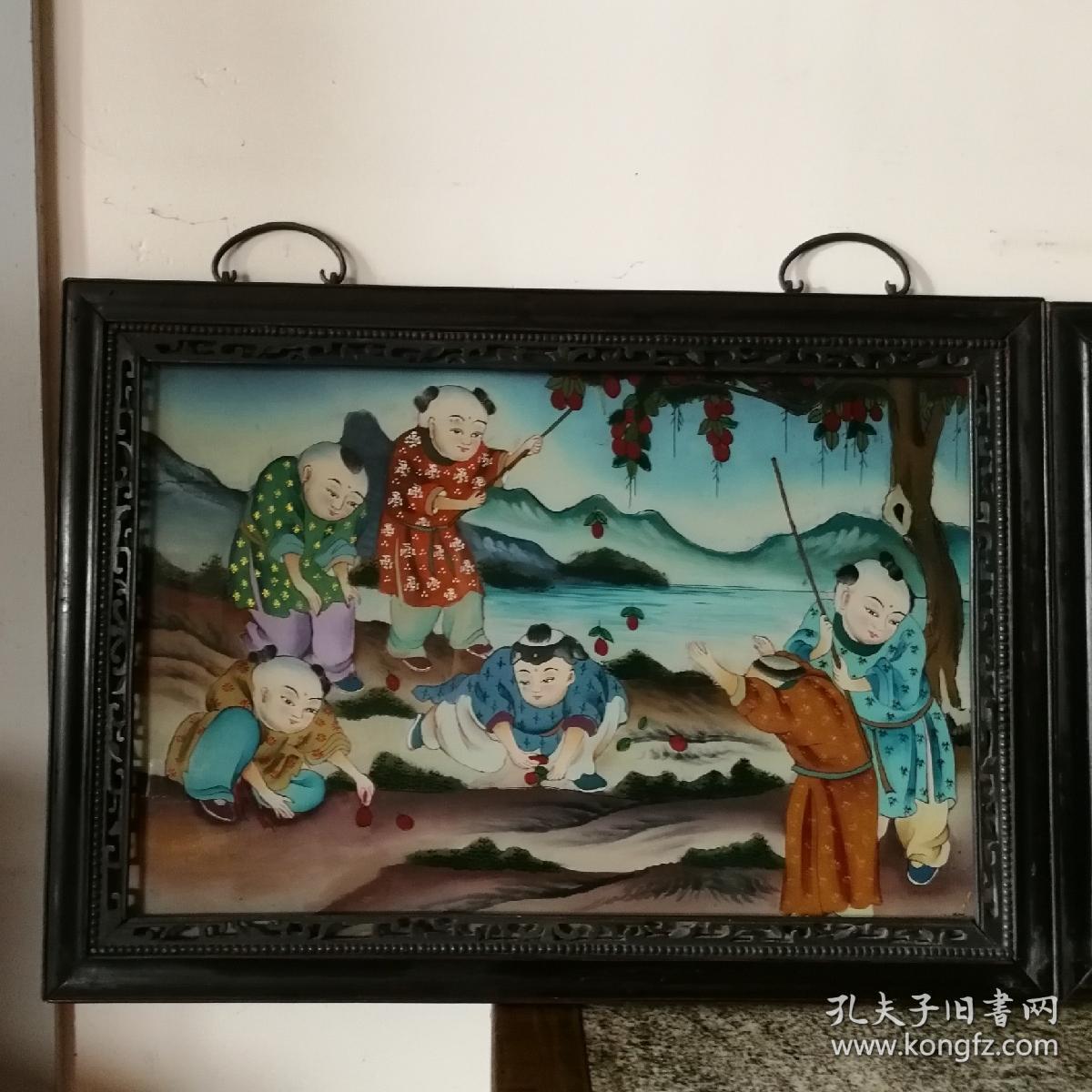清代早生贵子图玻璃画