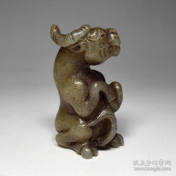 精品旧藏清代老和田玉【牛气冲天】摆件