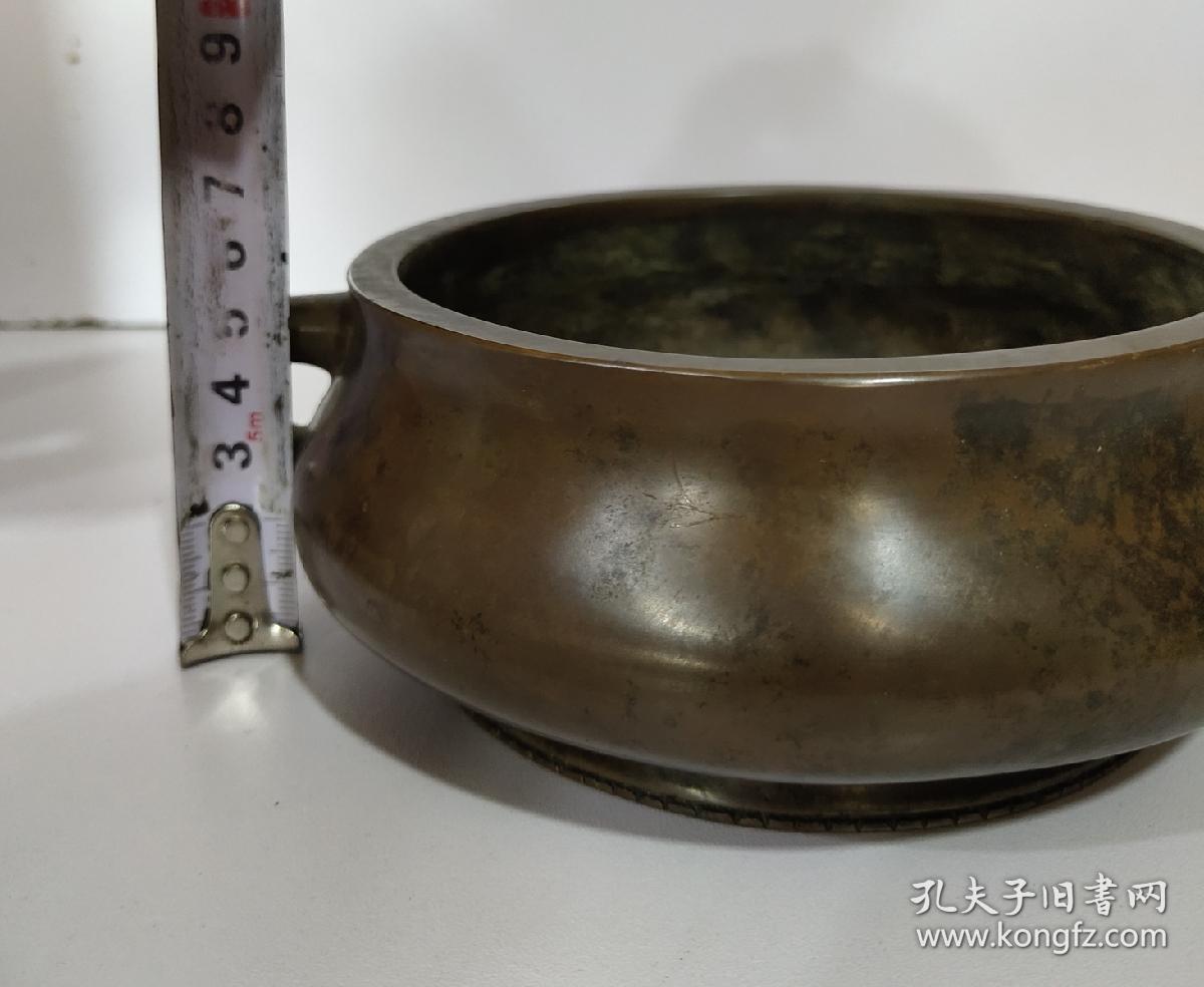 纯铜蚰耳炉 大明宣德年制底款铜香炉 重量2.5斤