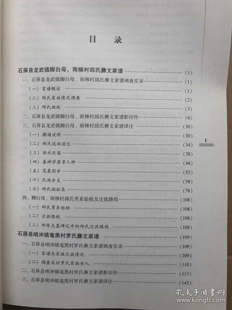 《石屏彝族文献家谱译注(第一卷)完整品佳f