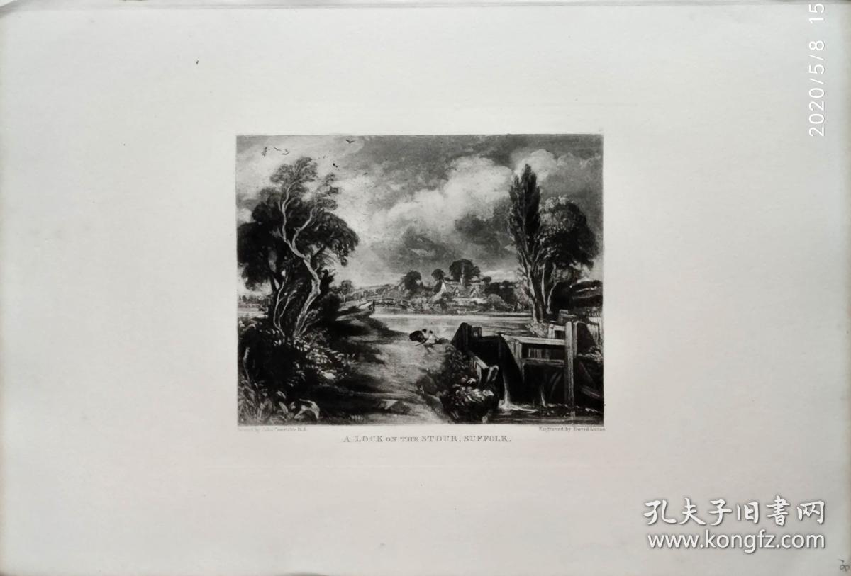 【大英博物馆藏画】1832年英国风景"康斯特勃"作品系列美柔汀铜版画