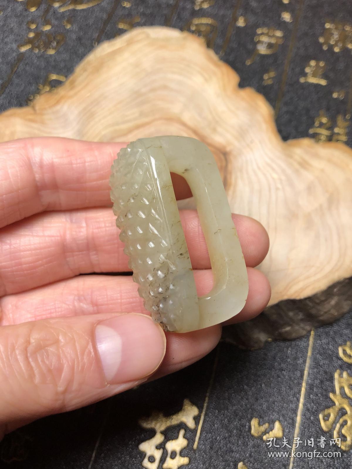 古玉老玉老物件玉器收藏品和田玉乳钉纹皮带扣