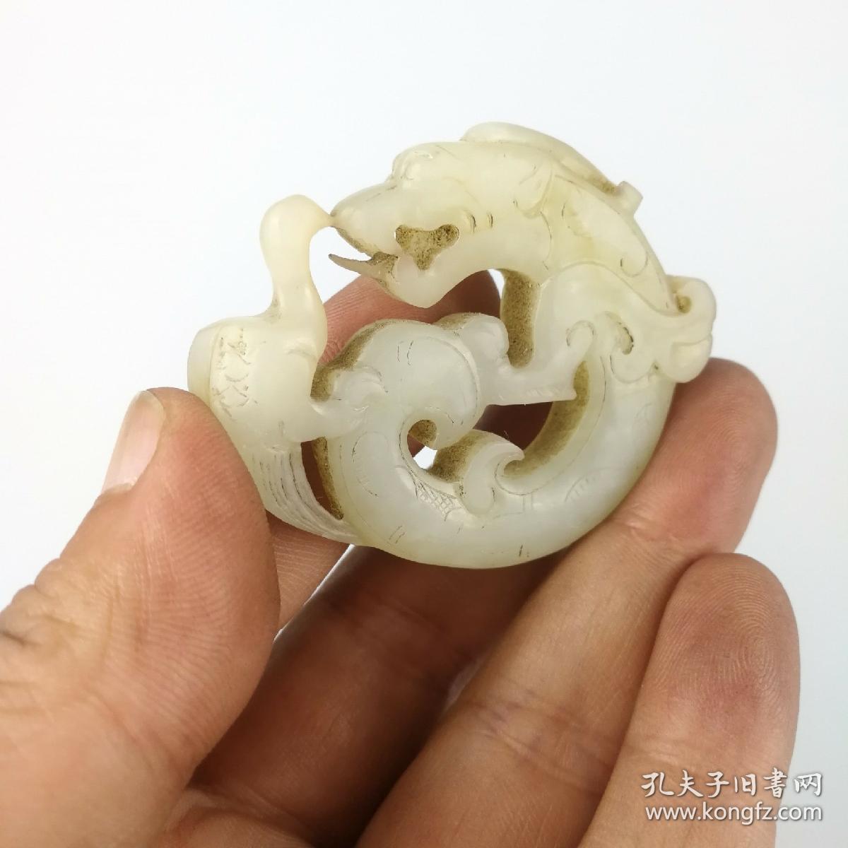 古玩玉器老玉古玉战汉龙凤挂件玉佩明清古董文玩收藏老物件龙凤佩