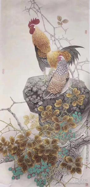 【卖家保真】 李勇老师工笔《公鸡》 保真保手绘 真迹!