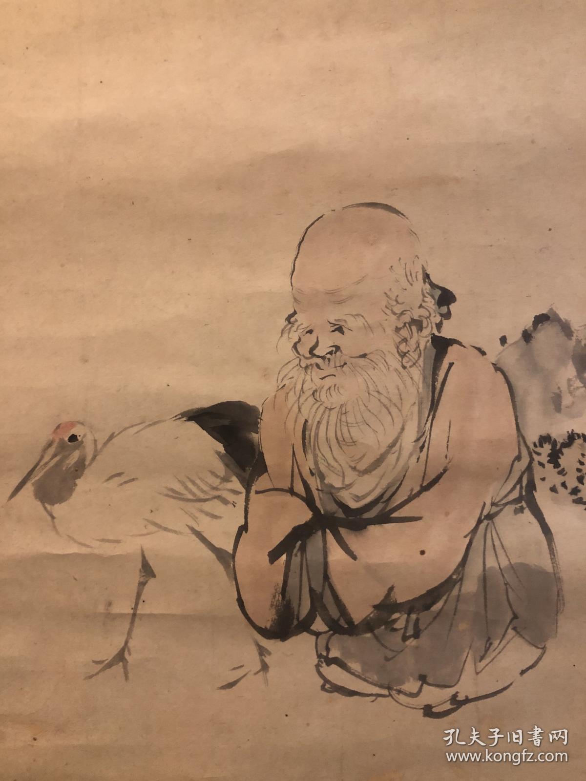 日本回流字画 原装旧裱354号老寿星