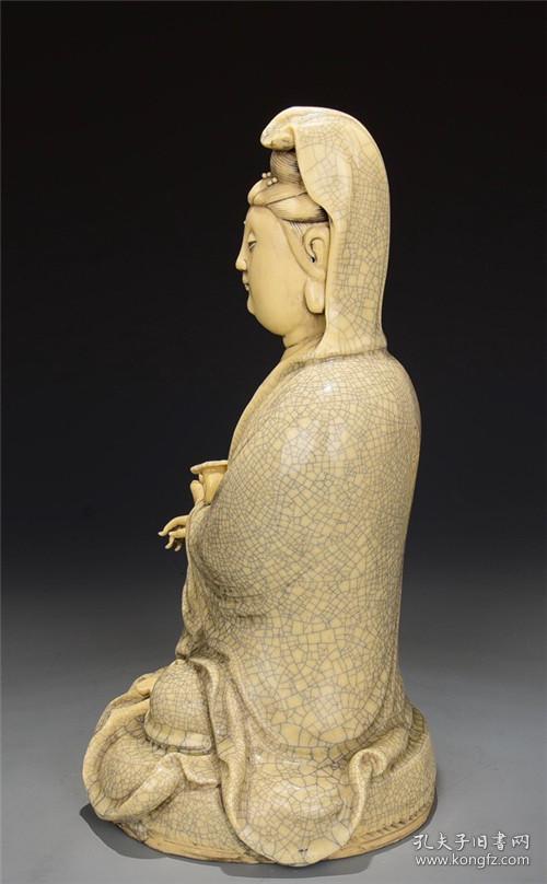 旧藏明代德化窑何朝宗款识如意观音p 高35x22cm