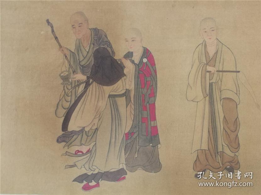 刘仲贤元代画家绢本佛教人物手卷