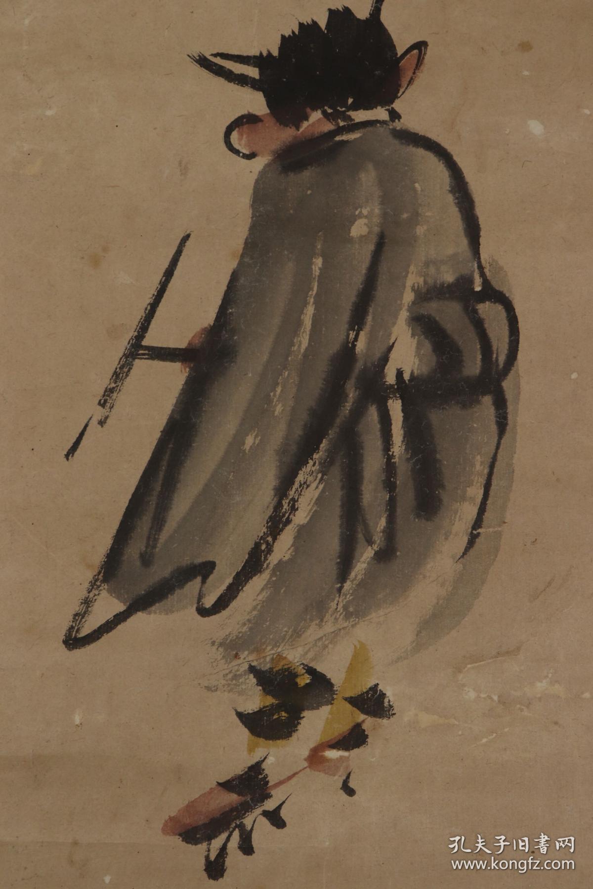 回流字画 禅画人物图 佛画 禅意画 日本回流字画 日本