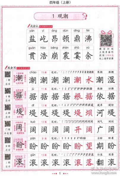 写字课课练 小学生字帖四年级上册语文字帖 4年级语文上册字帖 人教版