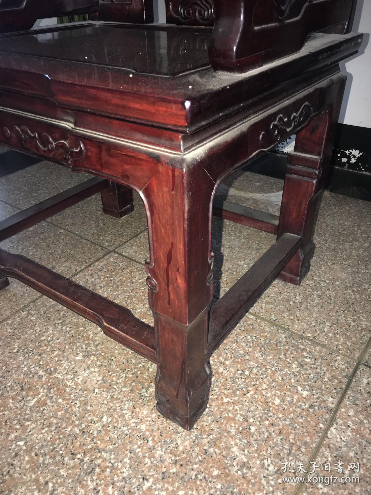 八十年代苏工精雕实木中堂七件套,翘头案236*43*105,八仙桌100*100*83