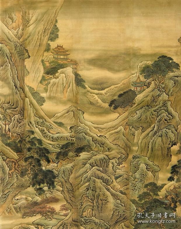 清袁耀蓬莱仙境图十二条屏绢布复制品左右26245中间十幅56245